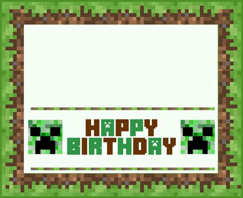 Minecraft Birthday Card Templates