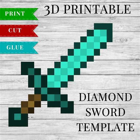 Minecraft Diamond Sword 3D Pen Template