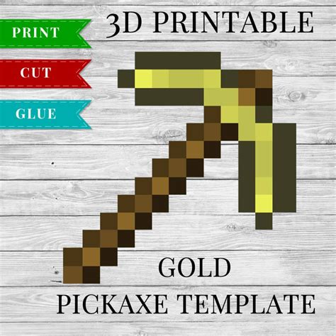 Minecraft Golden Pickaxe 3D Pen Template