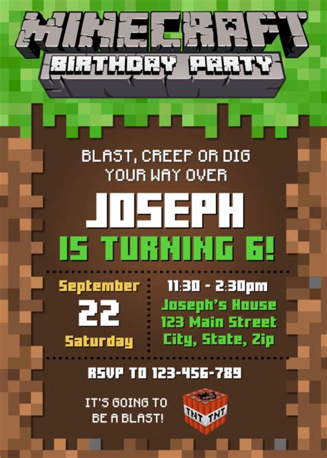 Minecraft Invitation Design