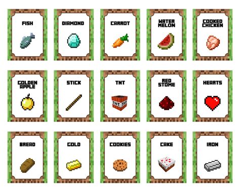 Minecraft Item Printables