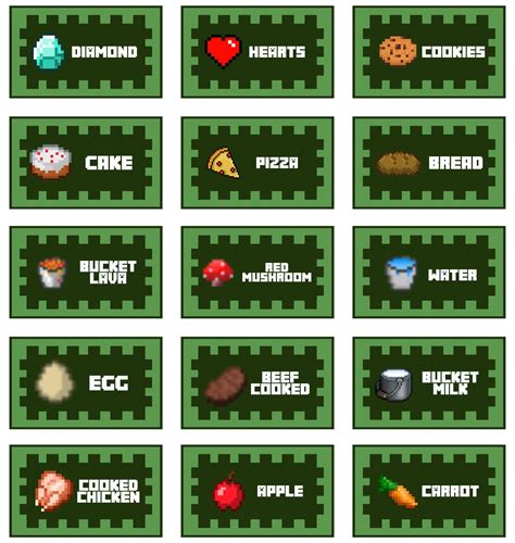 Minecraft Snack Labels