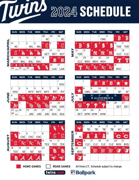 Mn Twins Printable Schedule Customizable