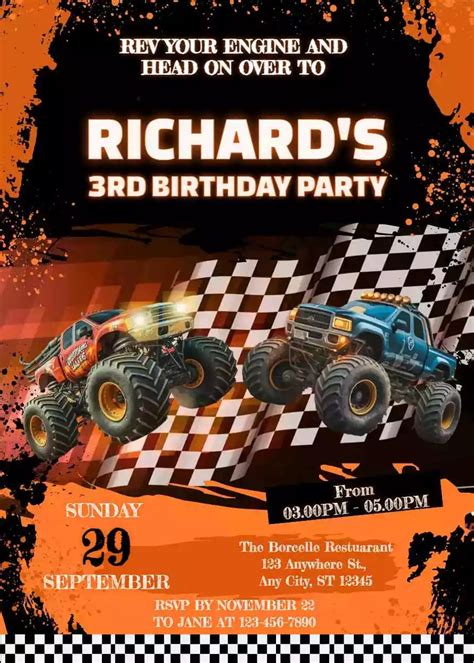 Monster Truck Racing Invitations