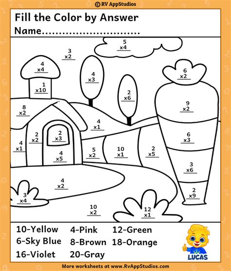 Multiplication coloring pages for kids