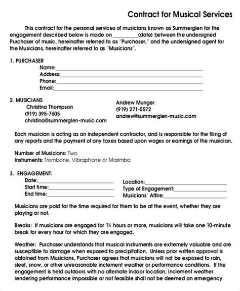 Music Industry Contract Template