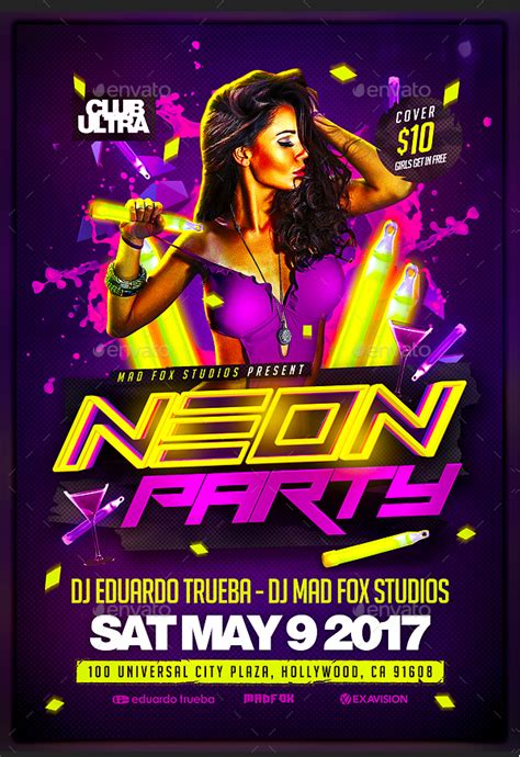 Neon-Themed Party Flyer Template