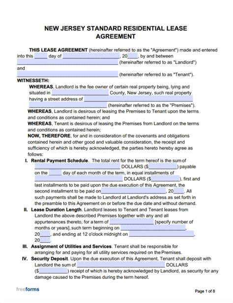 New Jersey Lease Agreement Laws