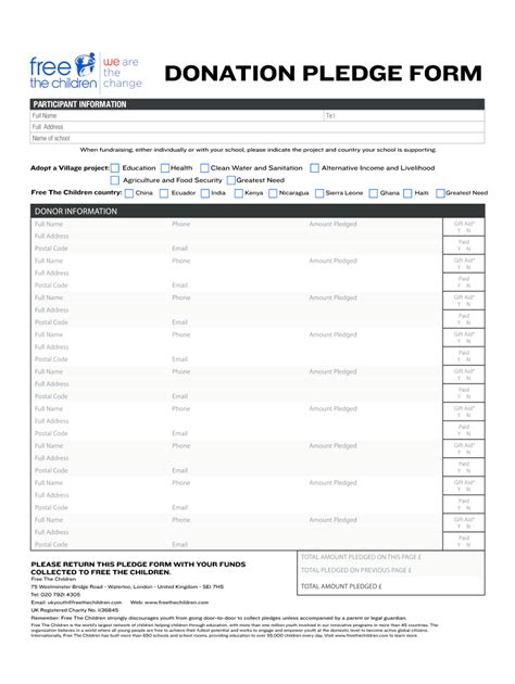 Non-Profit Pledge Forms