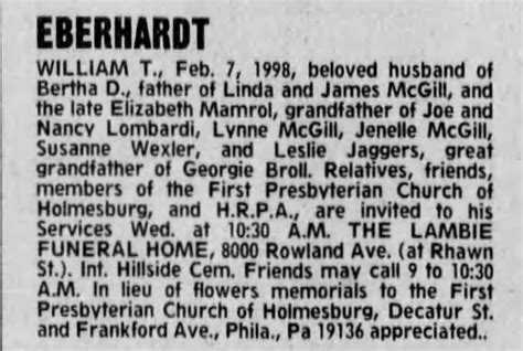 Description of Notable Eberhardt Obituaries