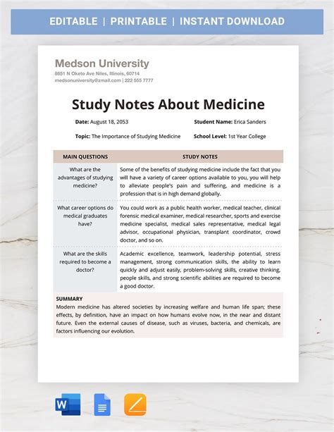 Note Taking Template Example