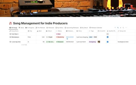 Notion Templates for Music Producers