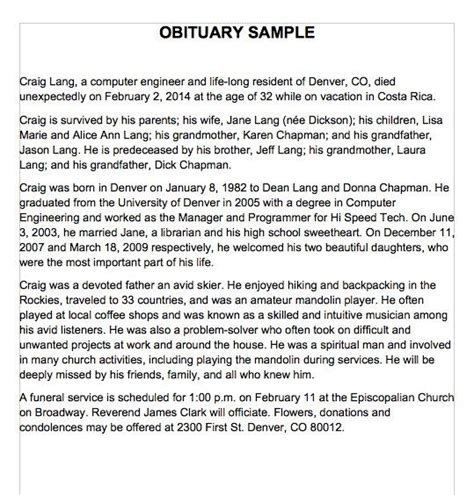 Obituary Examples and Templates