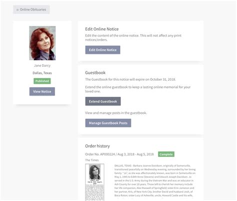 Obituary with Online Guestbook