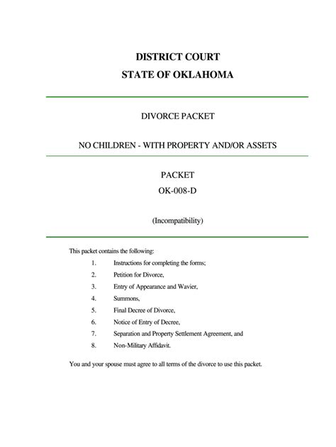 Oklahoma Divorce Papers Printable