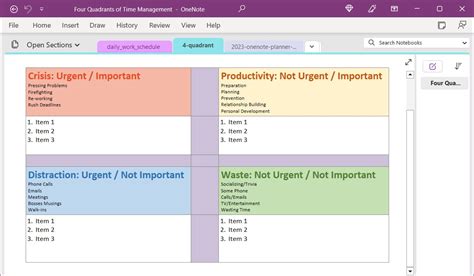 OneNote Planning