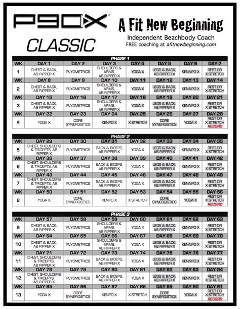 P90X Workout Schedule Overview Image