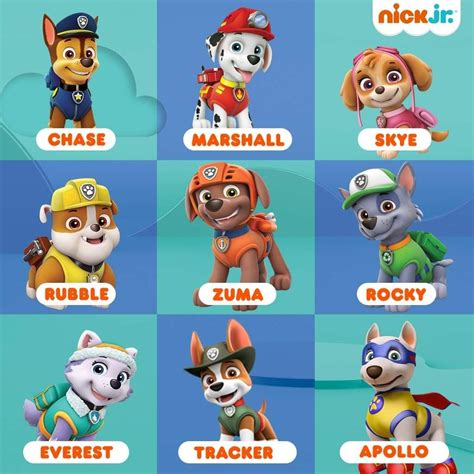 Paw Patrol Characters for Party Invitations