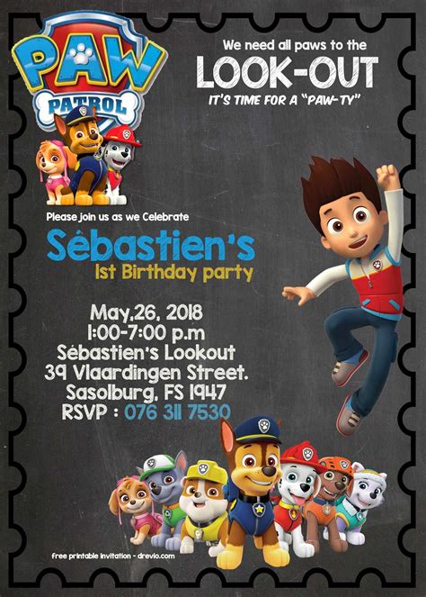 Paw Patrol Invitation Example 2