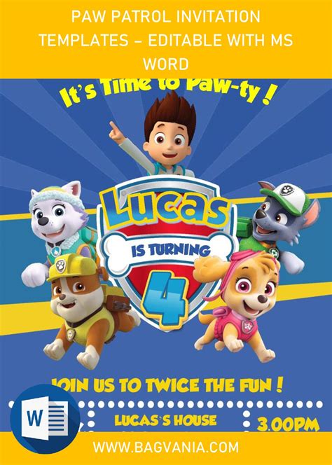 Paw Patrol Invitation Example 4