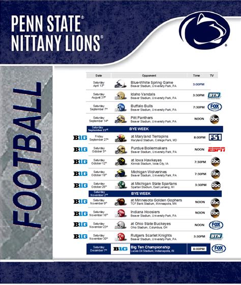 Penn State Football Schedules Overview