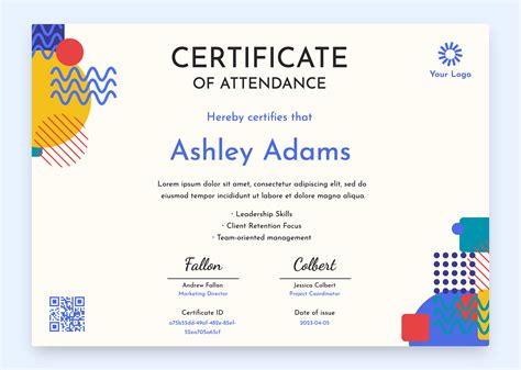 Perfect Attendance Certificate Template Example 8