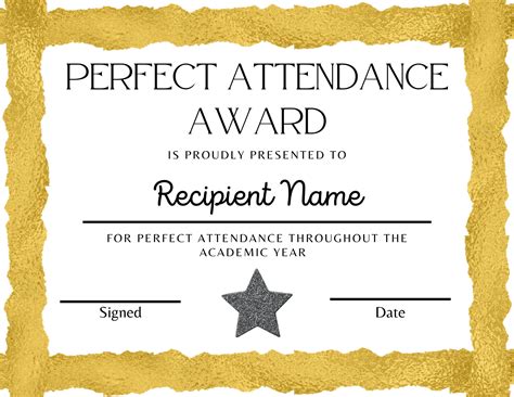 Perfect Attendance Certificate Template Examples