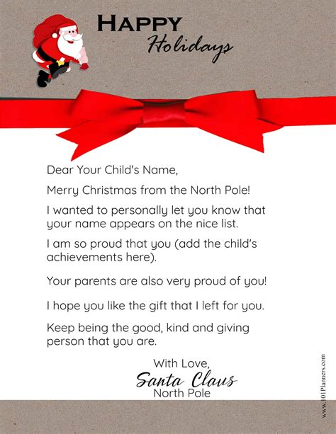 Personalized Santa Letter Template