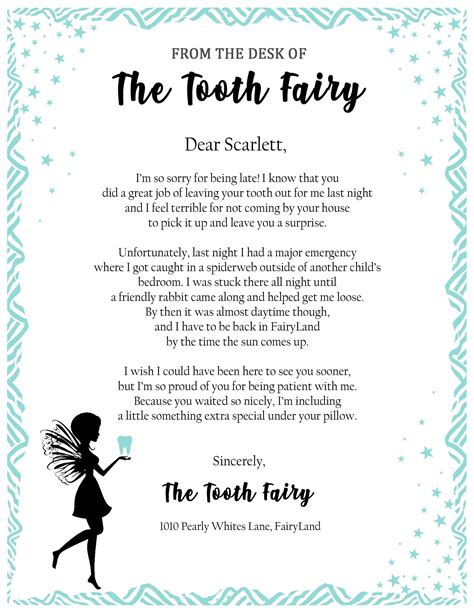 Description of Personalized Tooth Fairy Letters