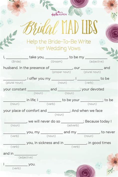 Personalizing Your Bridal Shower Mad Libs