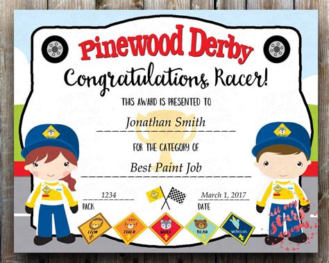 Description of Pinewood Derby Awards