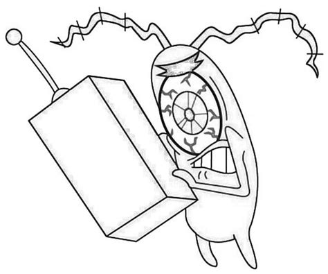 Plankton Stealing Christmas Coloring Page