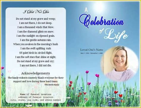 Popular Celebration Of Life Card Templates