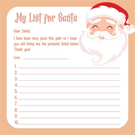 Popular Items to Include on a Santa Wish List Printable Template