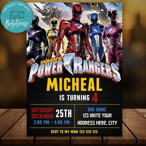 Power Ranger Birthday Invitations