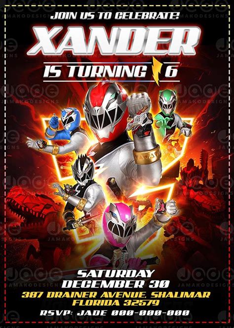 Power Ranger Invitations Ideas Design