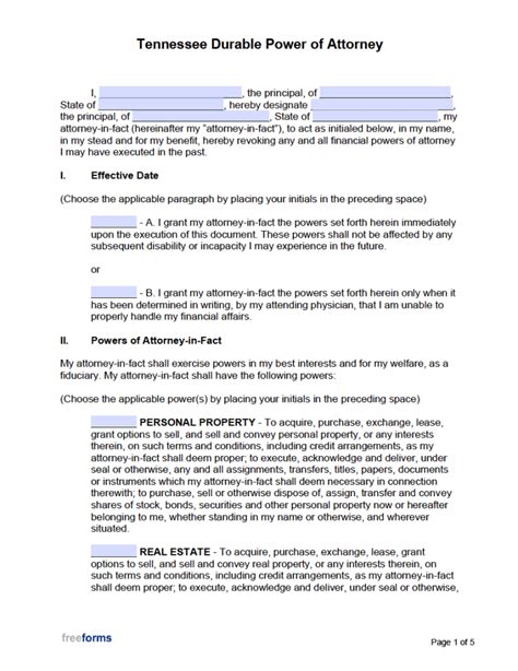 Power of Attorney Forms Tennessee