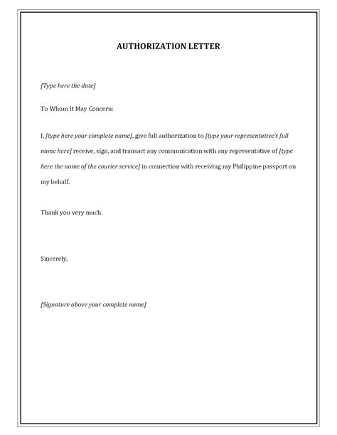 Printable Authorization Letter Template