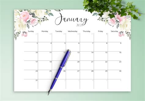 Printable Calendar Template Design