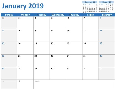 Printable Calendar Template