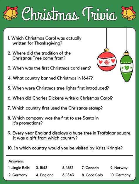 Printable Christmas Trivia Games