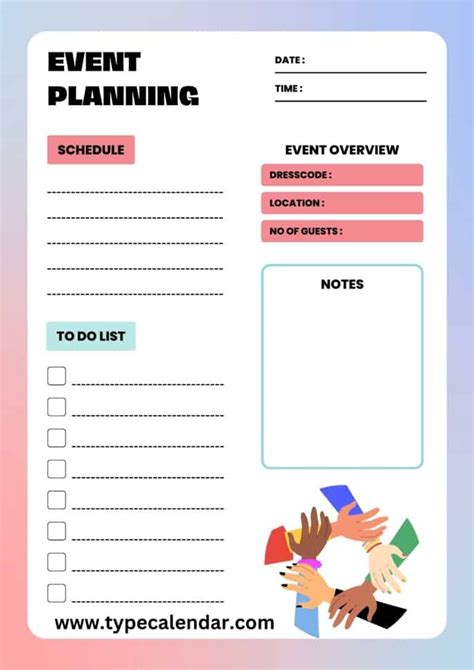 Description of Printable Event Planner