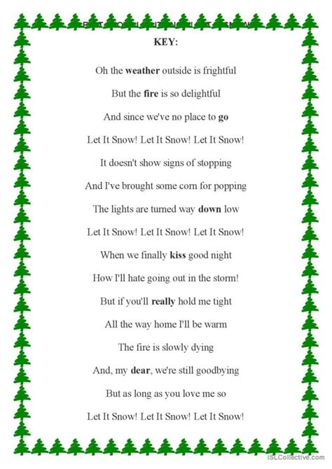 Printable Let It Snow Lyrics