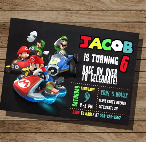 Printable Mario Kart Invites