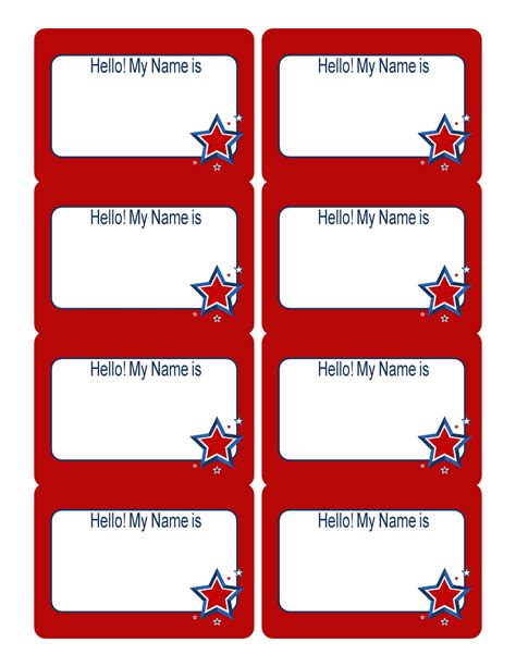 Printable Name Tags Example