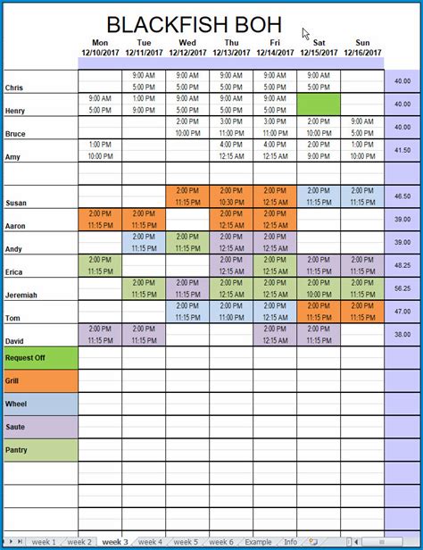 Printable Schedule Template Excel