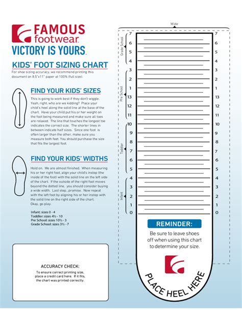 Printable Shoe Size Chart