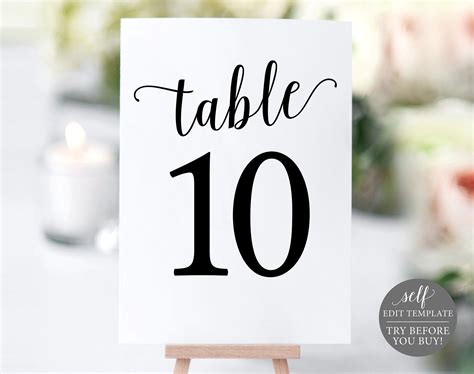 Printable Table Numbers Designs