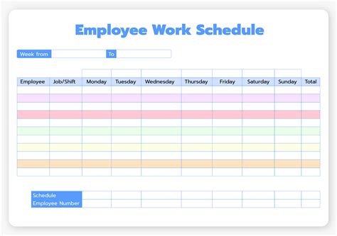 Printable Work Schedule Example