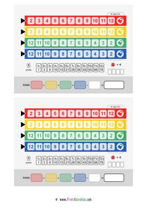 Qwixx Score Sheet Examples